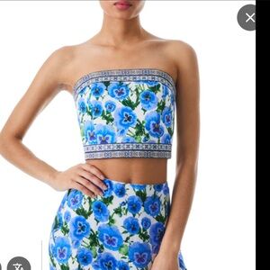 Alice + Olivia Blue Floral Crop Top